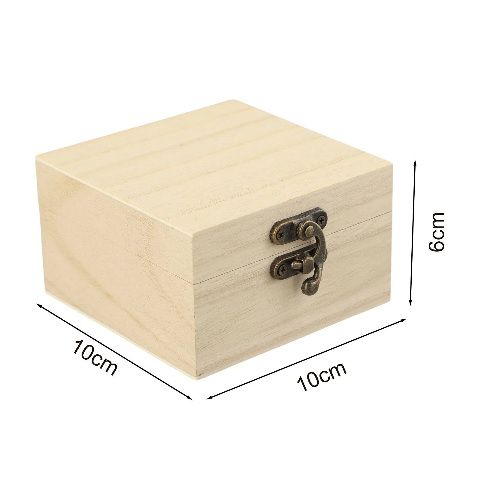 Square Wooden Storage Box Retro Flip-top Wooden Box Giving Box 10x10x6CM Jewellery Craft Storage Box Home Decoration Oasis Select