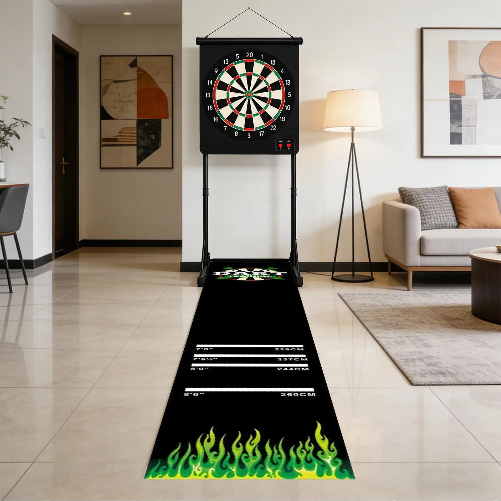 Darts Mat Non-slip Protective Pad Shock Absorbing with 4 Throw Distances 300x34cm Dart Carpet Runner for Women Family Adult Oasis Select