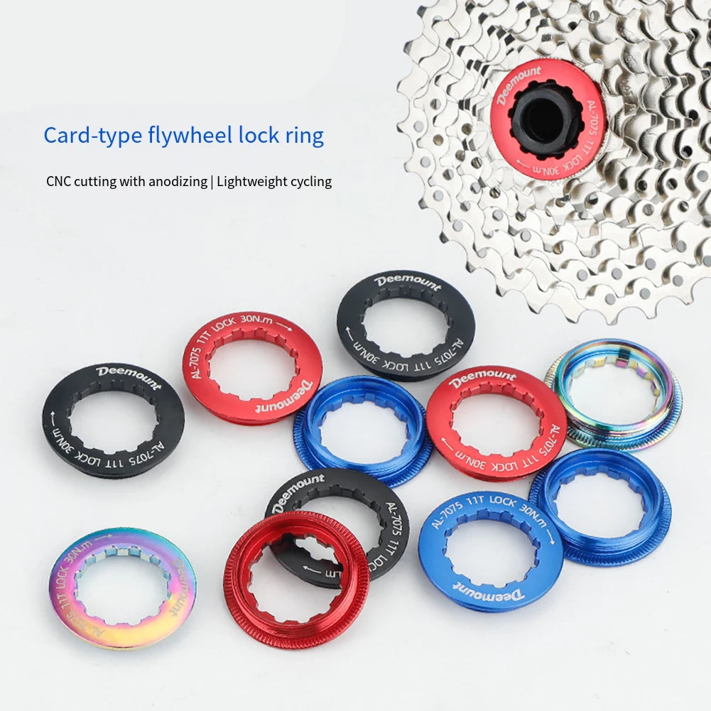 1pc Mountain Bike Cassette Lock Ring 8-11 Speed Anodized Aluminum Alloy Flywheel Locking Cover Bicycle Freewheels Accessories Oasis Select