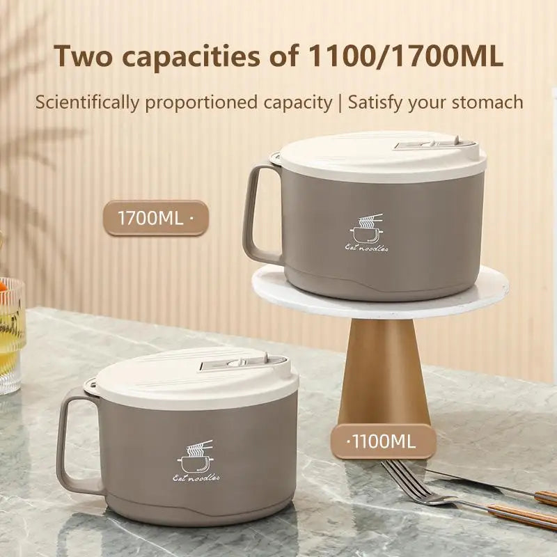 Stainless Steel Noodle Bowl with Lid – Large Capacity