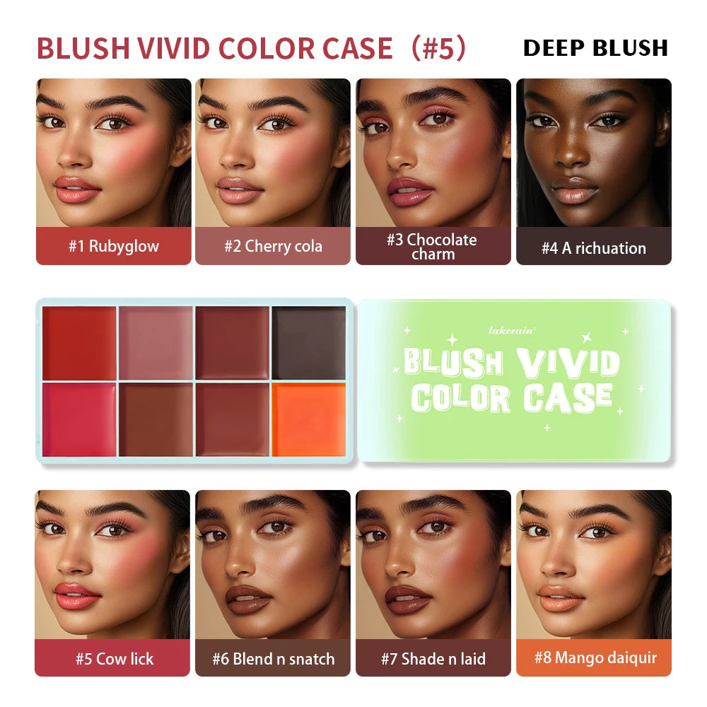 8Colors Cream Highlighter/Brow/Blush Palett Face Brighten Highlighter Blush&Contouring Shimmer Waterproof Makeup Tool Cosmetics Oasis Select blush C