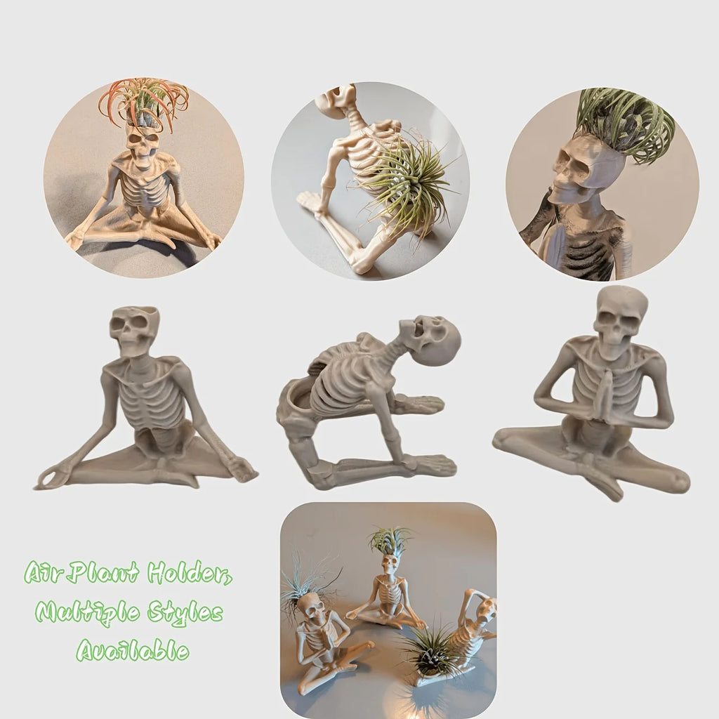 3D Printed Yoga Skeleton Plant Stand Multi-Pose Air Pineapple Holder Creative Art Desktop Ornament Plastic Pot Novelty Decor Oasis Select
