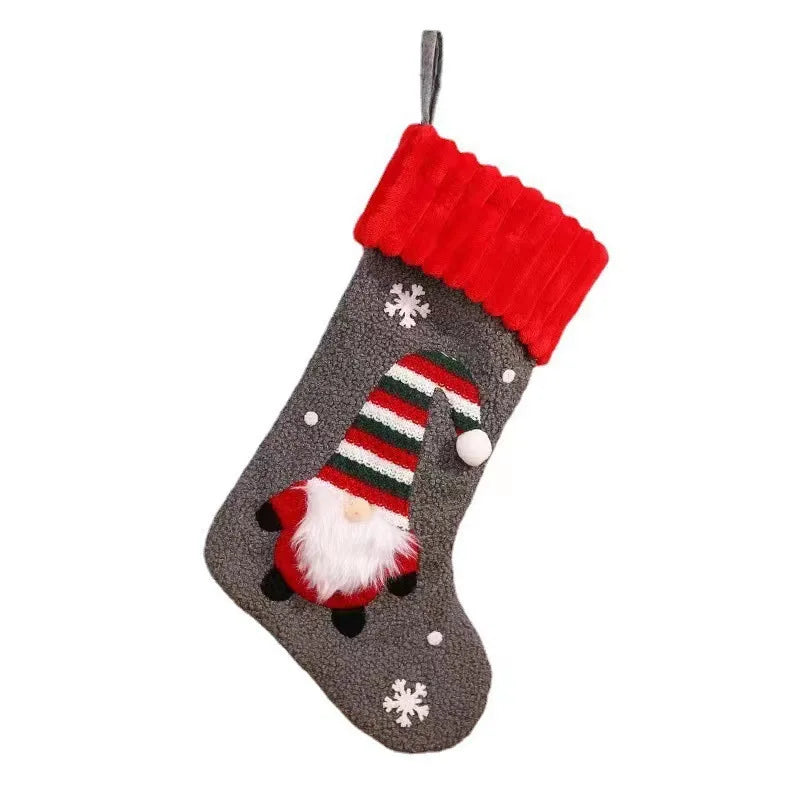 New Christmas decorations Rudolph Christmas socks No face doll gift bag cartoon Christmas socks Oasis Select Gray 23x45cm
