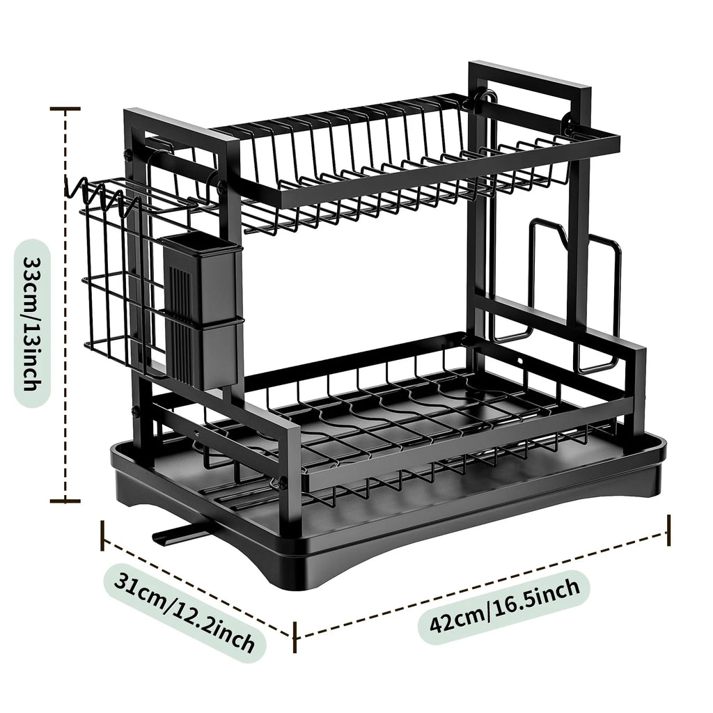 Kitchen Sink Countertop Drain Bowl Rack Drain Basket Rack Cupboard Knife Fork Tableware Dish Storage Rack Oasis Select black