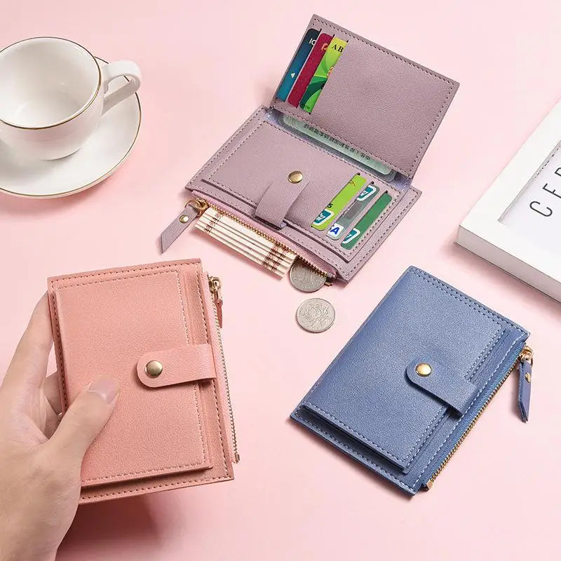 Women's Slim PU Leather Card Holder Wallet | Mini Zipper Purse Card Holder Wallet Oasis Select