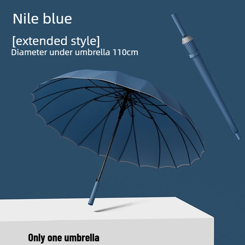 1pcs Long Handled Umbrellas for Two or Three People Extra Large Reinforced Thick Sturdy Wind Resistant and Maillard Resistant Oasis Select Blue 24 bone L full-fiber 24K