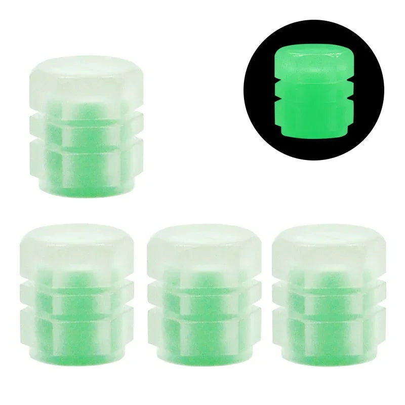 4/8/16/20pcs Universal Luminous Bicycle Tire Valve Caps Night Glowing Decor Motorcycle Bike Valve Stem Cap Wheel Nozzle Oasis Select 4pcs green