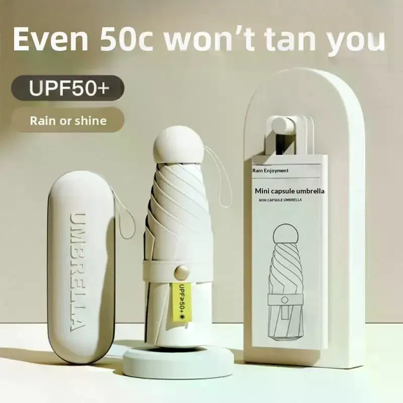 UPF 50+ Blackout Pocket Umbrella - Double-Layer Sun Protection, Compact & Windproof For Full Sun & Rain Defense Oasis Select