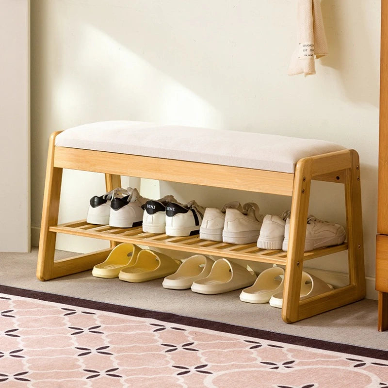 Solid wood shoe changing stool, household storage at the door, narrow shoe stool, shoe cabinet, simple wind fitting room stool Oasis Select