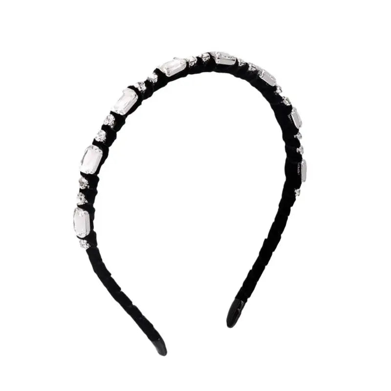 SXH Velvet Hair Hoop With Shiny Rhinestone For Women Luxury Style Headband For Autumn & Winter, Suitable For Face Washing, Hair Oasis Select