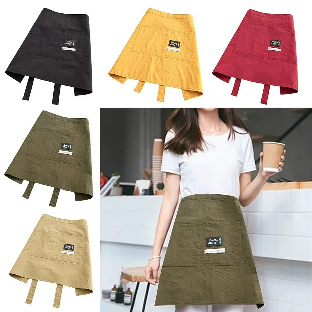 Waterproof Kitchen Apron Half Waist Anti-fouling Oil-proof Cooking Baking Bibs Cooking Smock for Barber Coffee Shop Catering Oasis Select