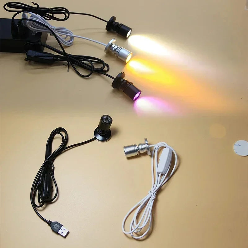 USB 5V Led Spot Light 1W 3W Surface Mounted Cabinet Showcase Counter Jewelry Lamp Rotatable Angle Ceiling Mini Spotlight Downlig Oasis Select