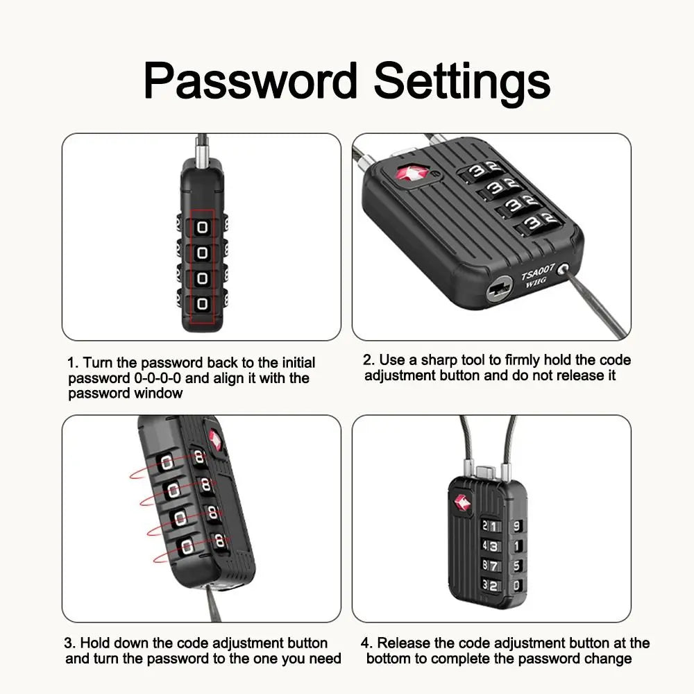 TSA 4 Digit Combination Lock Anti-theft Security Tool Customs Password Lock Zinc Alloy Suitcase Luggage Coded Lock for Travel Oasis Select