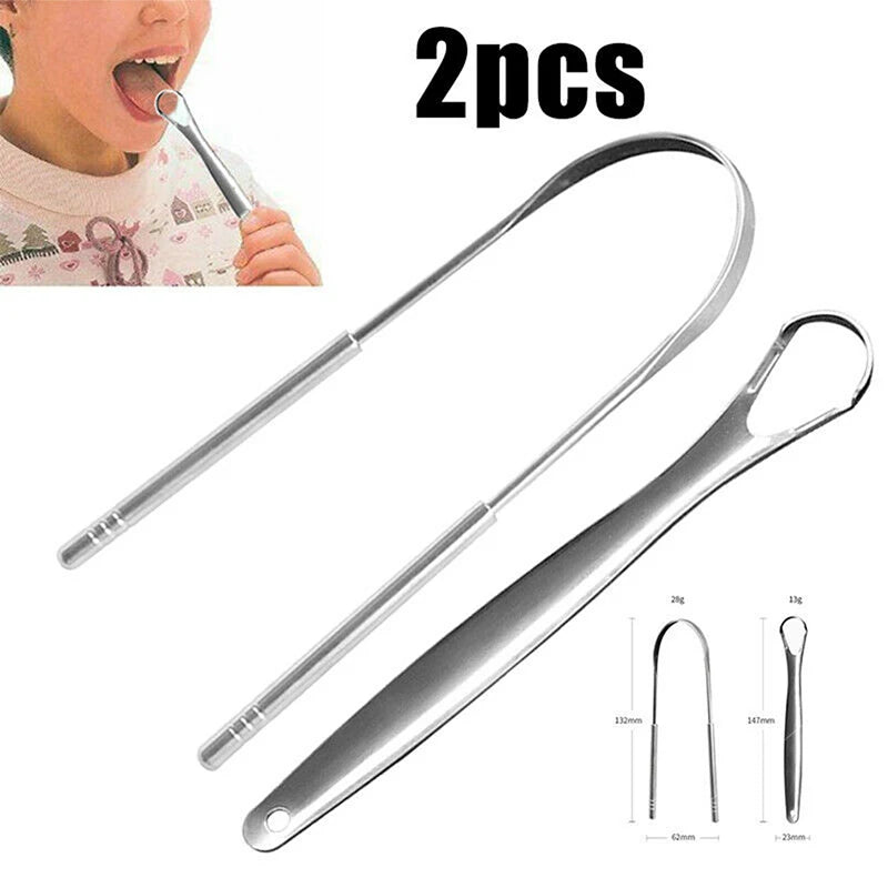1/2Pcs Tongue Scraper Stainless Steel Tongue Cleaner Oral Care Hygiene Scraper Dental Oral Care Hygiene Health Care Tool Oasis Select
