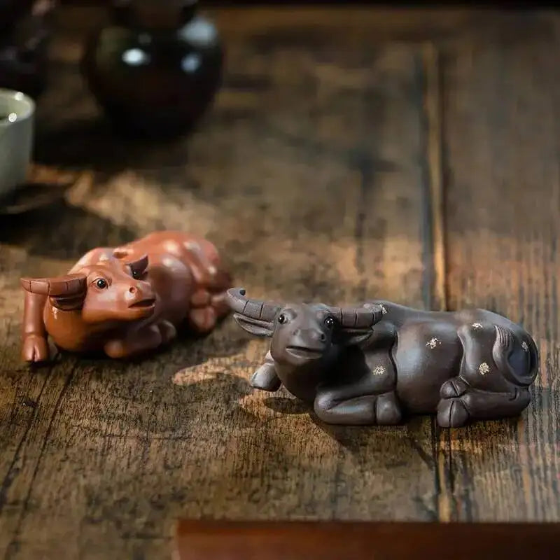 Purple Clay Tea Pet Water Buffalo Ornament Zodiac Ox Sculpture Creative Tea Set Tea Player Home Tea Ceremony Accessories Can Be Oasis Select