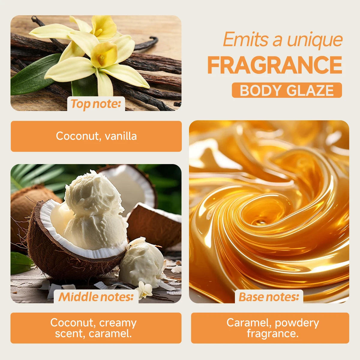 8oz 2oz Body Glaze Vanilla Moisturizes, Protects, and Repairs Skin Brighten skin Boost radiance Oasis Select
