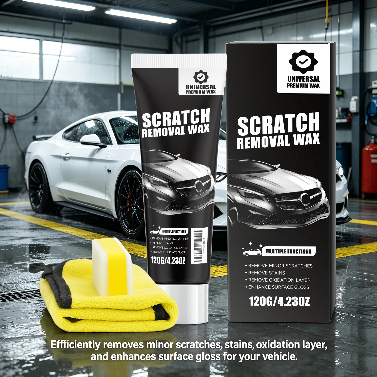 Car Scratch Removal Wax Set Remove Stain Car Scratch Repair Restores Car Paint Shine Automobile Surface Cleaning Care Tool Oasis Select