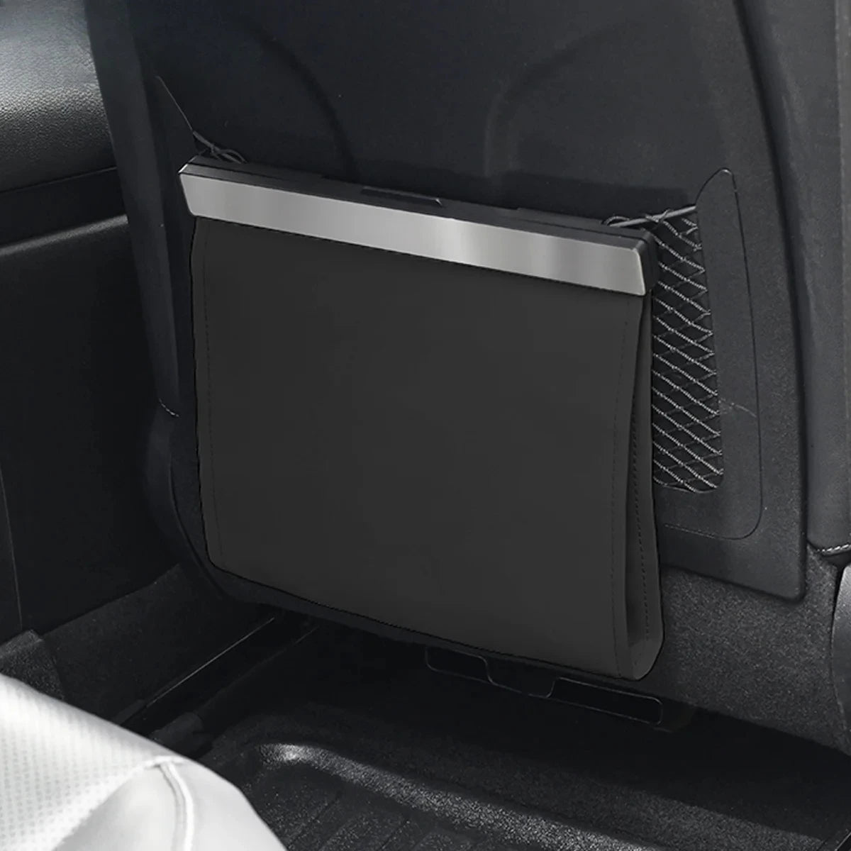 LED Car Garbage Bag Waterproof Magnetic Adsorption Trash Can Back Seat Hanging PU Leather Storage Box Pocket Leak-proof Oasis Select
