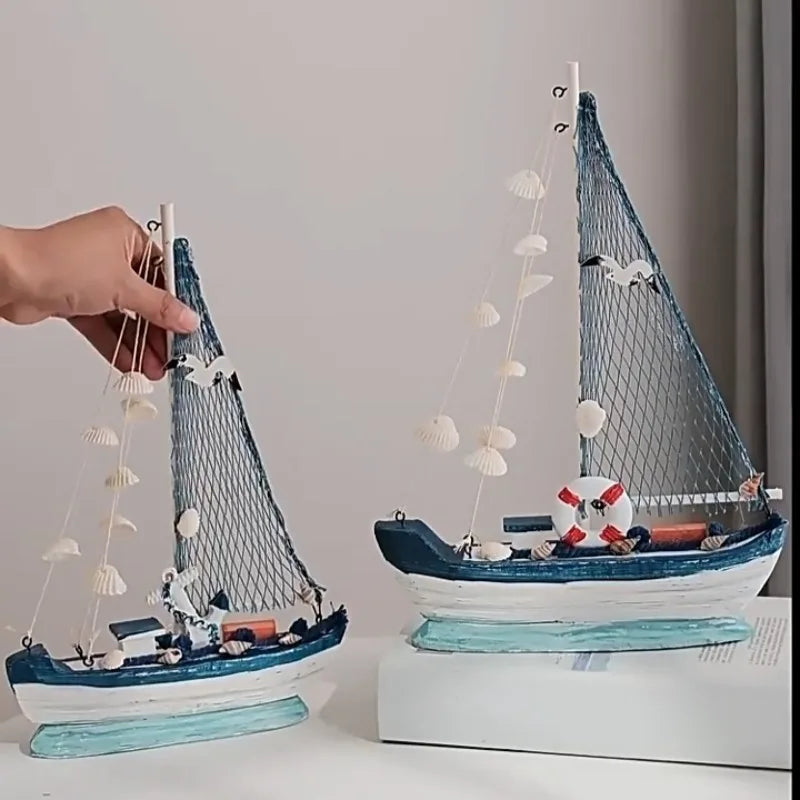 Wooden Sailboat Ornaments,shell,boat Rudder,anchor,lighthouse,seabird Decoration Boat,Home Room Children's Room Decoration Gift Oasis Select