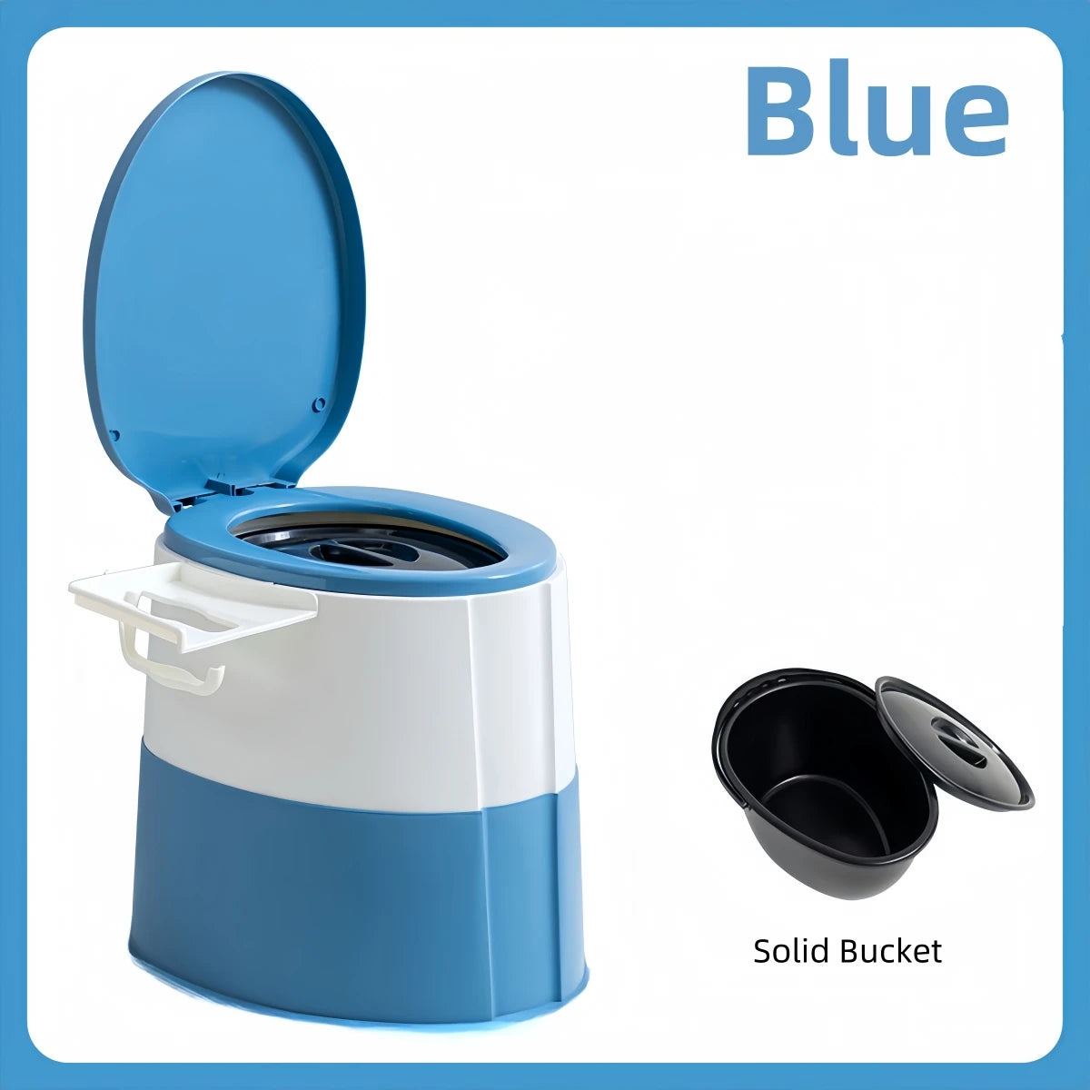 1 Piece Pink/Grey/Khaki/Blue Portable Mobile Toilet with Lid for Camping, Outdoor, Bathroom, Bedroom, Balcony, Hiking, Rv, Travel, Pregnant Women, Disabled People, Elderly, People with Limited Mobility, Bedridden People, Equi Oasis Select Blue