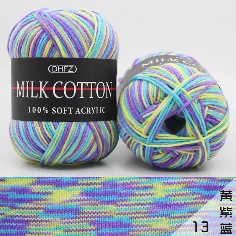 DIY Three Strands Graded Section Dyed Wool Medium Fine Cotton Thread