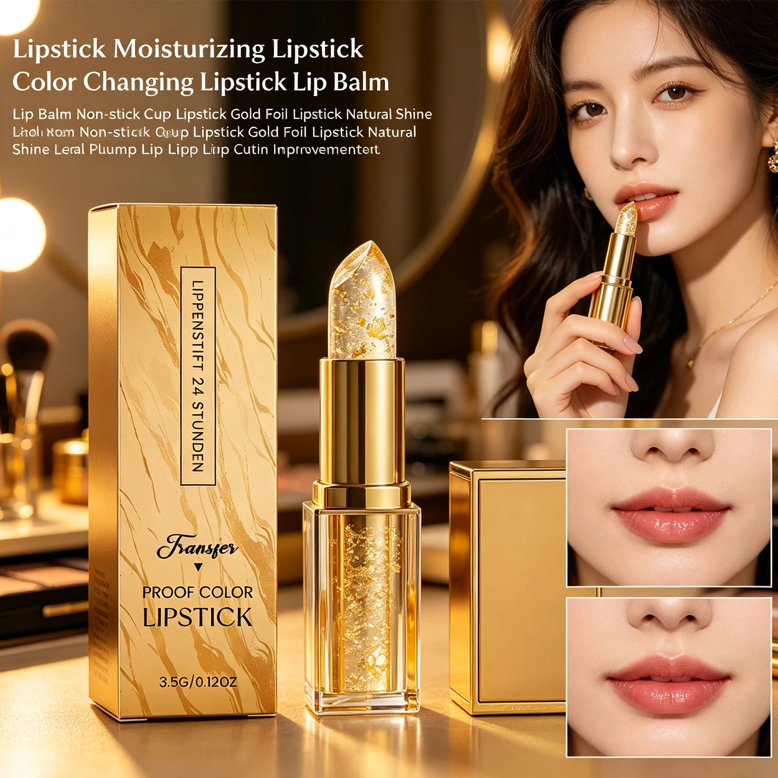 Gold Foil Color-Changing Lip Balm – Hydrating & Plumping