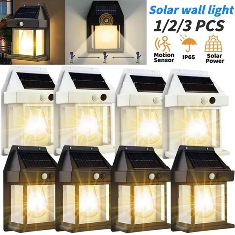 LED Solar Light Waterproof Wall Lamp Motion Sensor Courtyard Garden Lighting Decoration Sunlight Solar Power Yard Tungsten Lamp Oasis Select