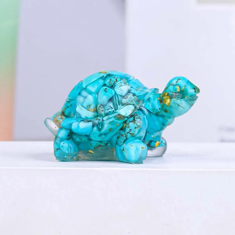 Turtle Natural Crushed Stone Decorative Ornament Crystal Raw Stone Animal Resin Drip Glue Craft Creative Jewelry Accessories Oasis Select 6