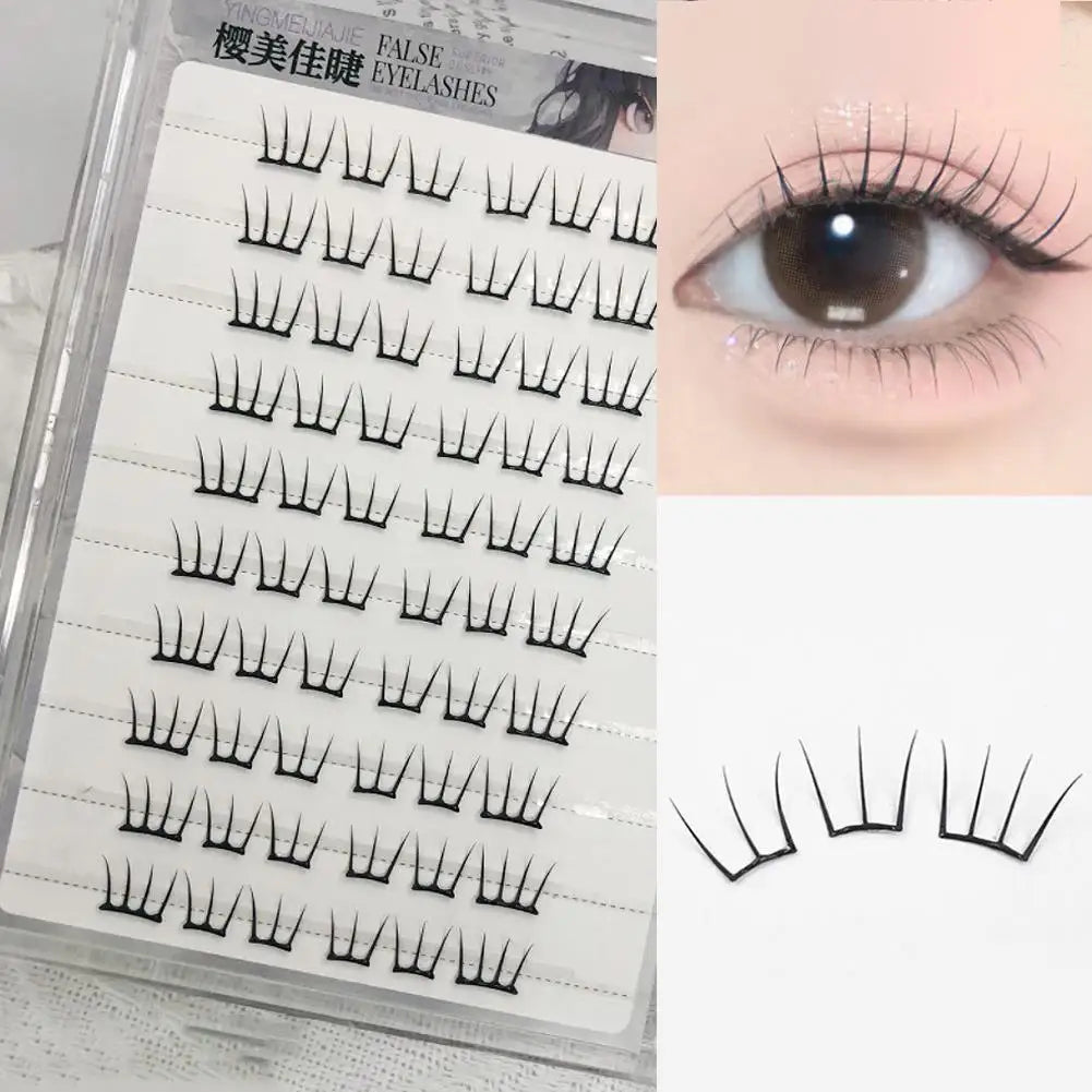 Self-Adhesive Cluster False Eyelashes – No Glue Wispy Korean