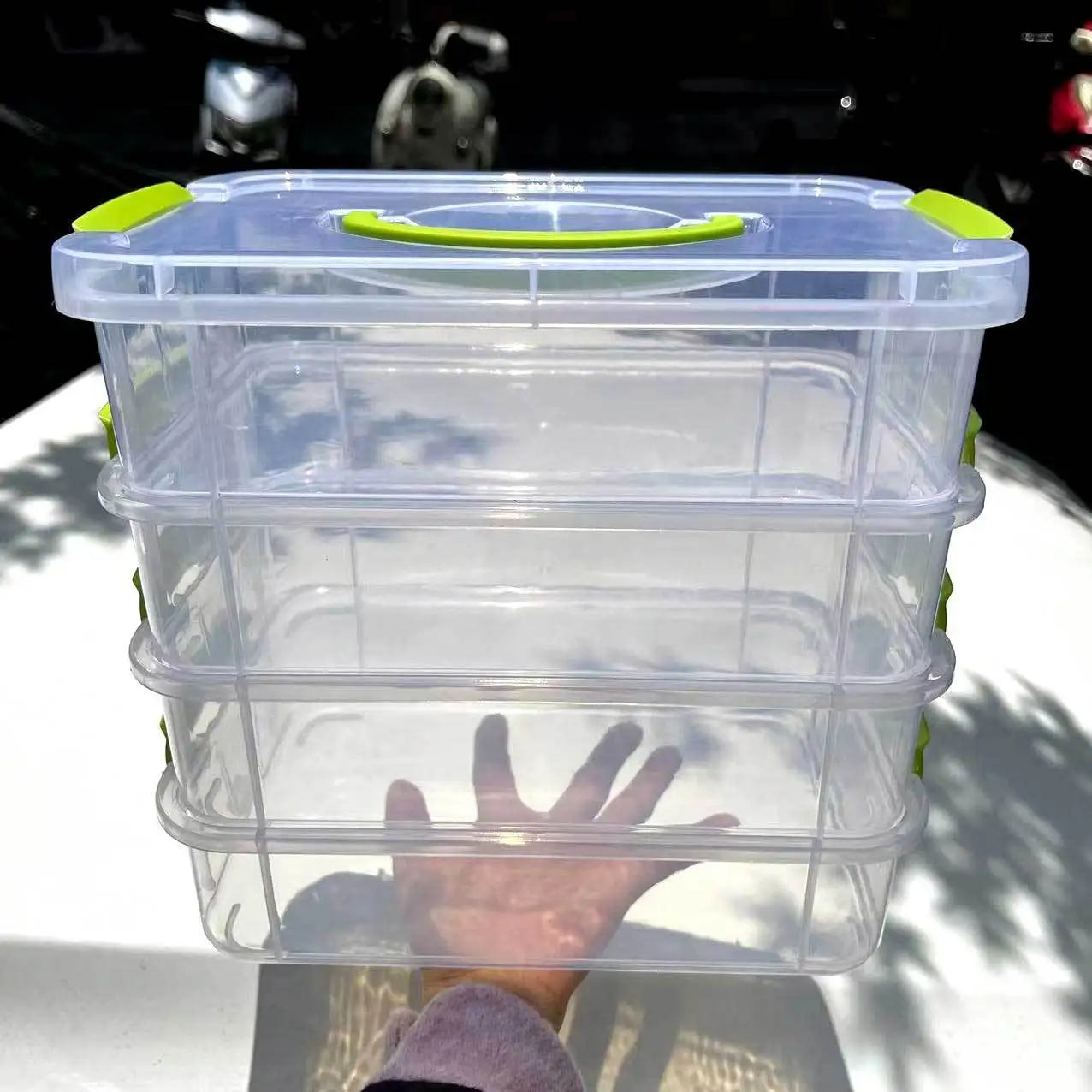 4-layer transparent storage box, stackable sorting box, for building blocks, sewing supplies, home medicine cabinet, toolbox Oasis Select green