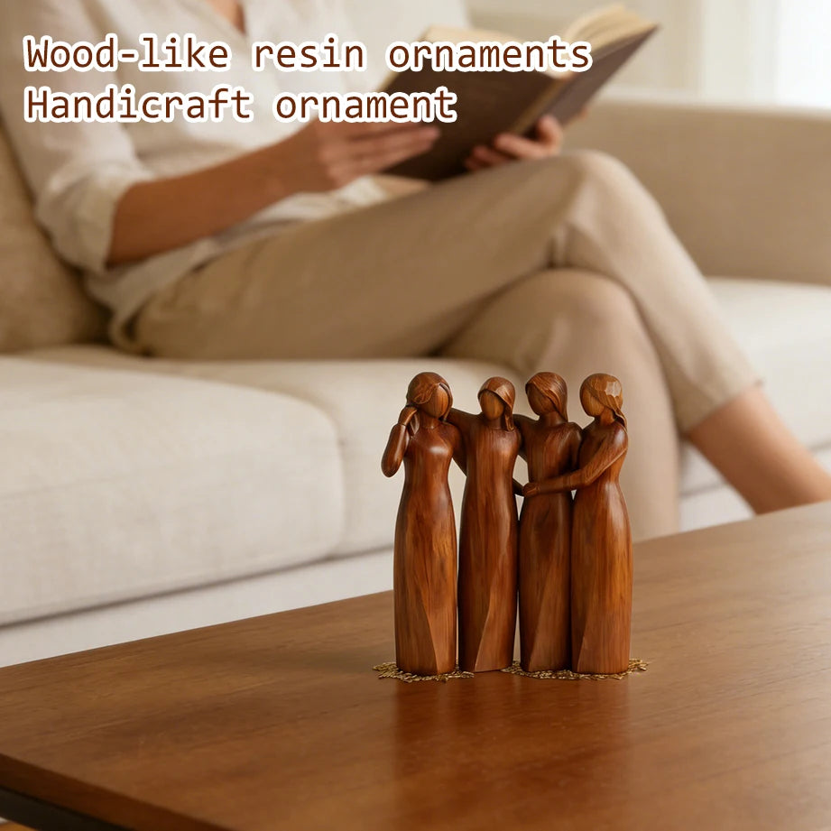 Four Sisters Heart Resin Figurine – Wood-Carved Home Décor Resin Decorative Figurine Oasis Select