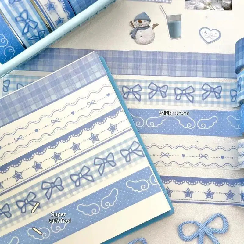 2/3Pcs INS Style Decorative Tape Set Wing Bow Grid Pattern Cute Adhesive Tapes for DIY Scrapbooking Journaling Craft Projects Oasis Select