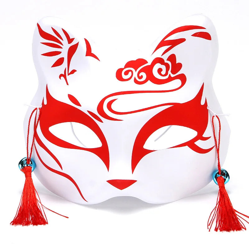 Foxes Mask Japanese Cosplay Rave Hand-Painted Anime Demon Slayer Half Face Cat Masks Masquerade Festival Party Cosplay Props Oasis Select