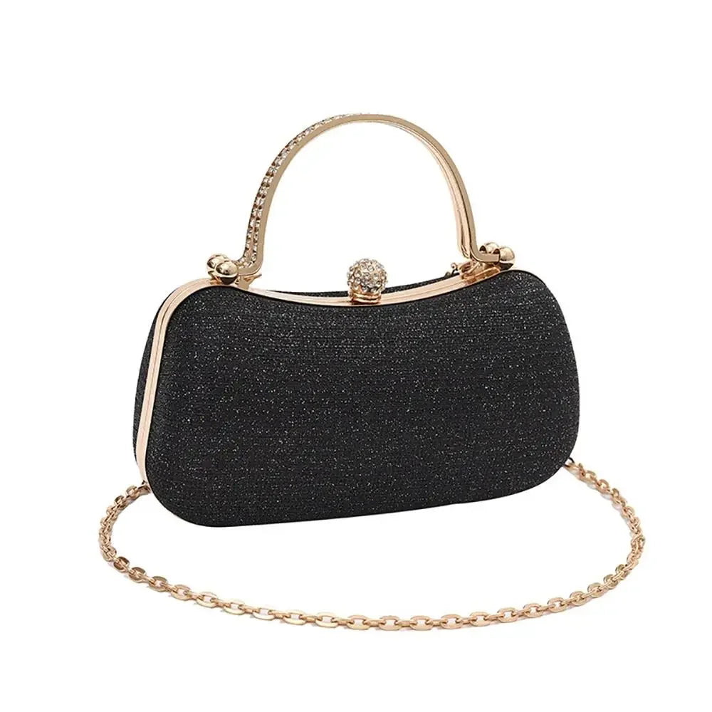 Wedding Bridal Beaded Women Evening Bag Dinner Bag Chain Shoulder Handbags Elegant Rhinestones Clutch Egg Shape Evening Bag Oasis Select BLACK 1PC
