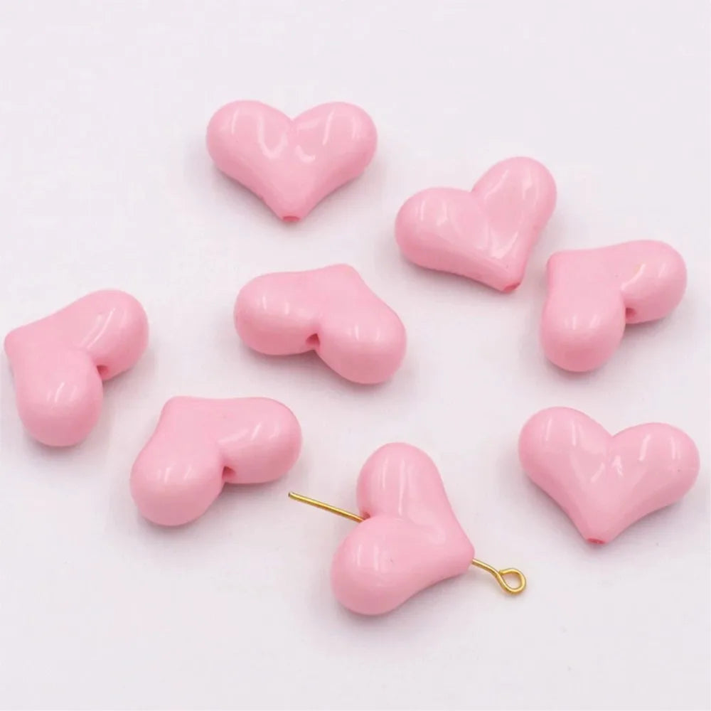 20pcs 16x22mm Acrylic Heart Shape Spacer Beads with 2mm Hole for Keychain Earrings Necklace Jewelry Pens Making Craft DIY Oasis Select