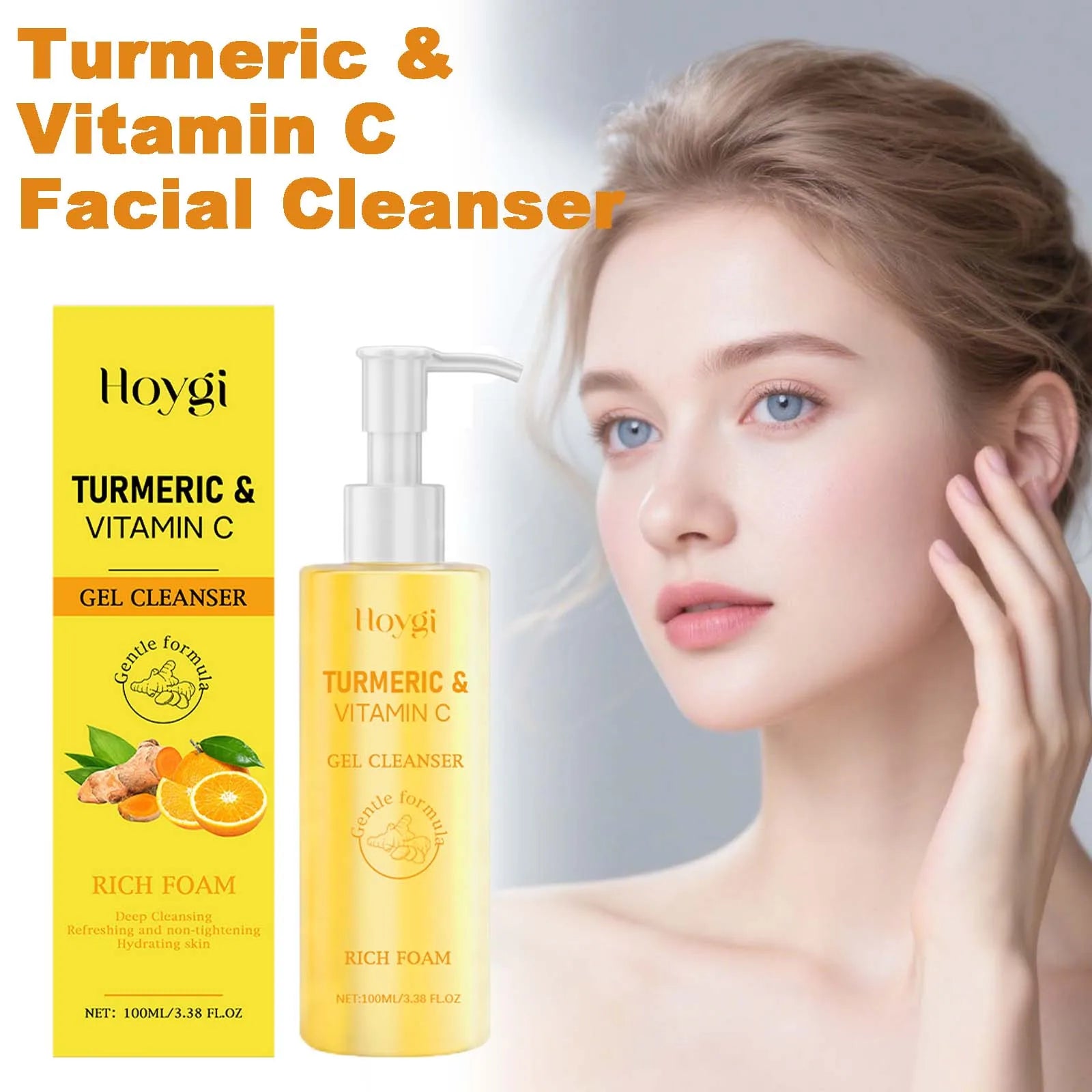 Turmeric Vitamin C Facial Cleanser Cleansing Refreshing Moisturizing for Soft Smooth Skin Purifying Brightening Facial Cleanser Oasis Select