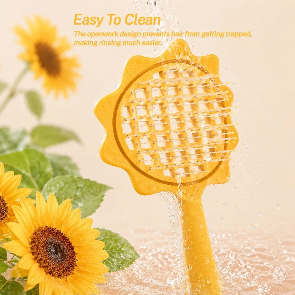Sunflower Hollow Hair Brush Detangling Comb Scalp Massager Detangling Dry And Wet Use Design Salon Hairdressing Styling Tools Oasis Select