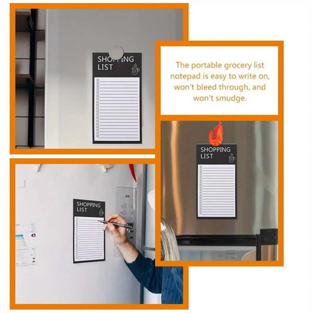 Magnetic Black Shopping List Planner - A Convenient Shopping Organizer with Sticky Notes,perfect for Tracking Food and Reminders Oasis Select