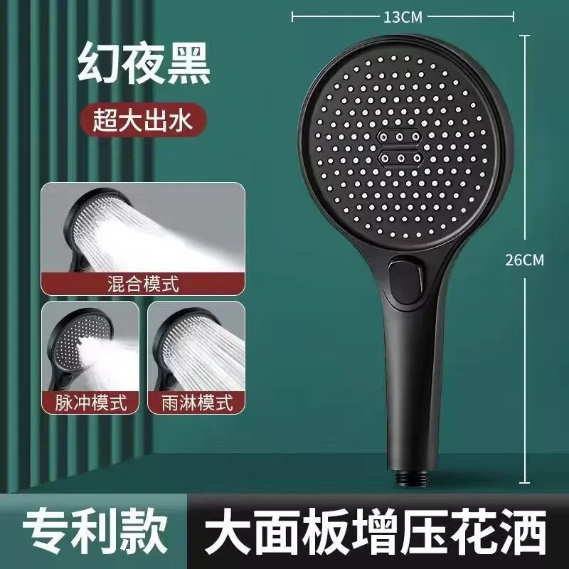 New High Pressure Big 130mm Shower Head Black 3 Modes Water Saving Spray Nozzle Massage Rainfall Shower Bathroom Accessories Oasis Select Black Shower B