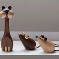 Cat-themed Creative Wooden Ornaments Soft Furnishings Wooden Toys Home Decorations Zodiac Birthday Gifts Dolls mouse Oasis Select Cat 2 mouse