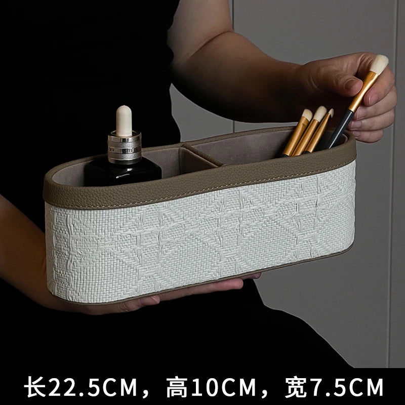 High-grade Sense Light Luxury Leather Tray Table Porch Coffee Table Key Storage Tray Sundry Lipstick Cosmetics Storage Box Oasis Select 4
