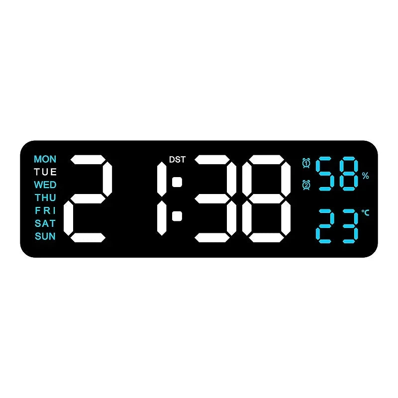 9 Inch Large Digital Wall Clock with Temperature Humidity Display,Auto Dimmer,USB Powered,12/24H LED Alarm Clock for Home Office Oasis Select ABBL 9 inch