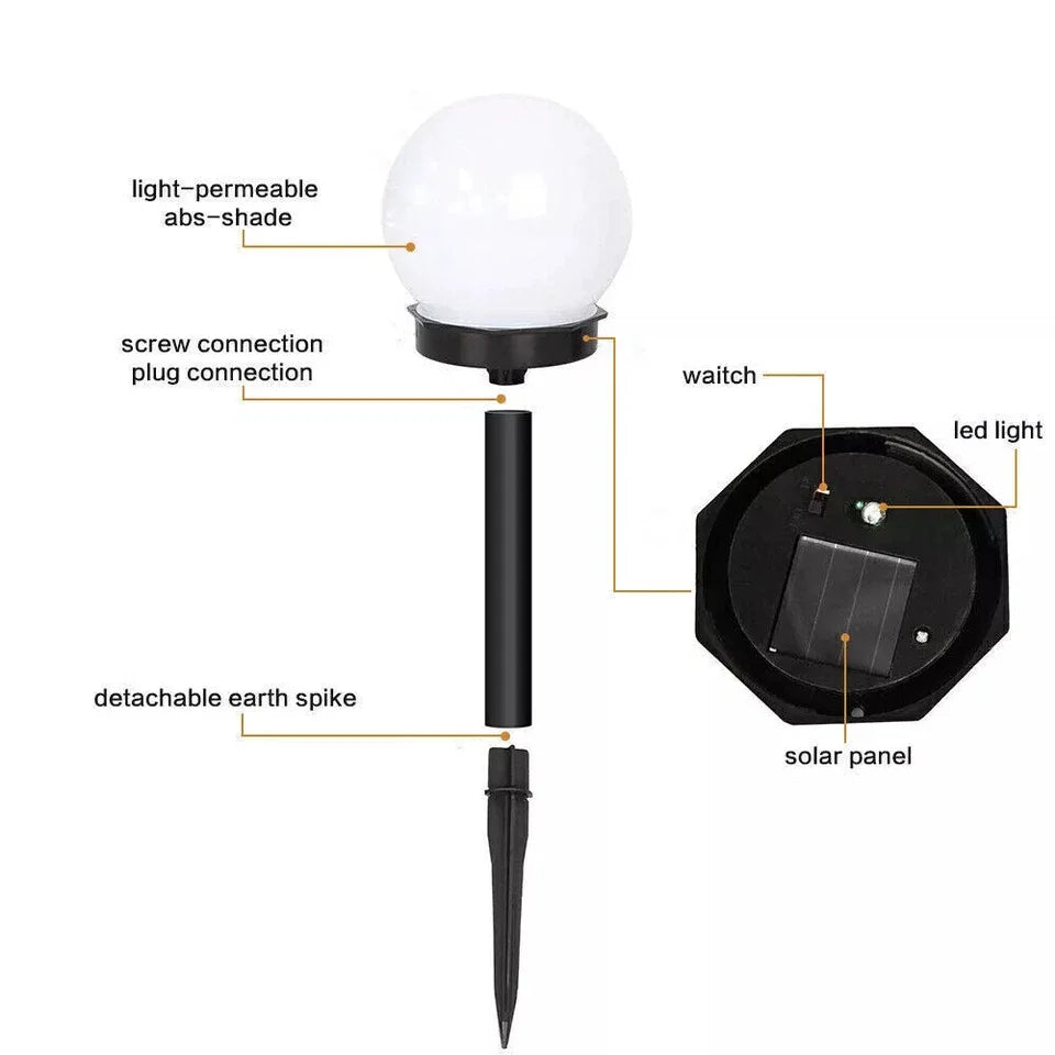 Solar Powered LED Garden Lights Stake Post Patio Path Outdoor Globe Lighting Lawn Ground Mounted Light Courtyard Lawn Lamp 2PCS Oasis Select
