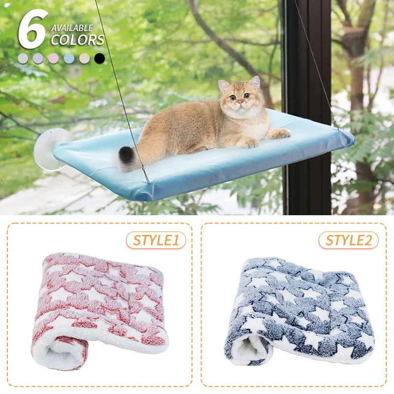 Cat Hammock Beds With Mat Cat Bed Hanging Window Shelf Seat For Cats Comfortable Pet Nest Pet Accessories Bed for Cats Supplies Oasis Select