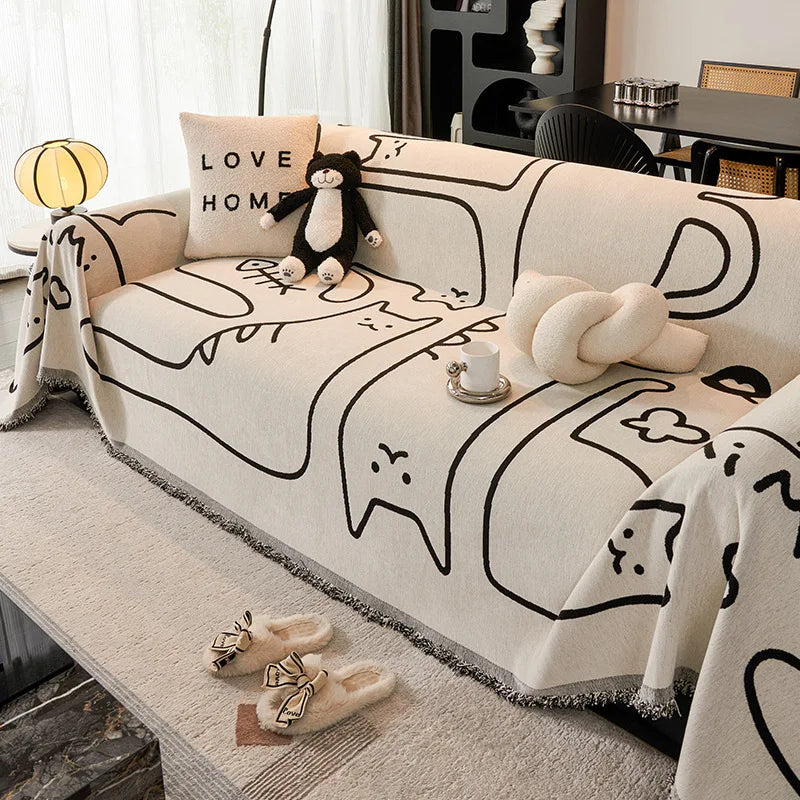 Chenier Sofa Cover Fabric All Season Universal Sofa Towel One Piece Anti Cat Scratch Pad Home Textile Creative and Cute Oasis Select 90x90cm A