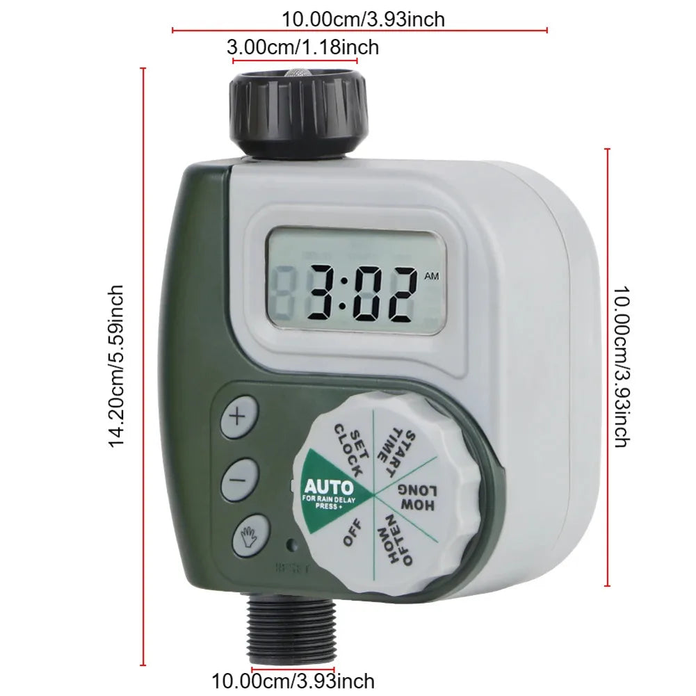 Digital LCD Automatic Irrigation Timer For Garden Watering System Controller With Multiple Programs Outdoor Use Grey Green Oasis Select