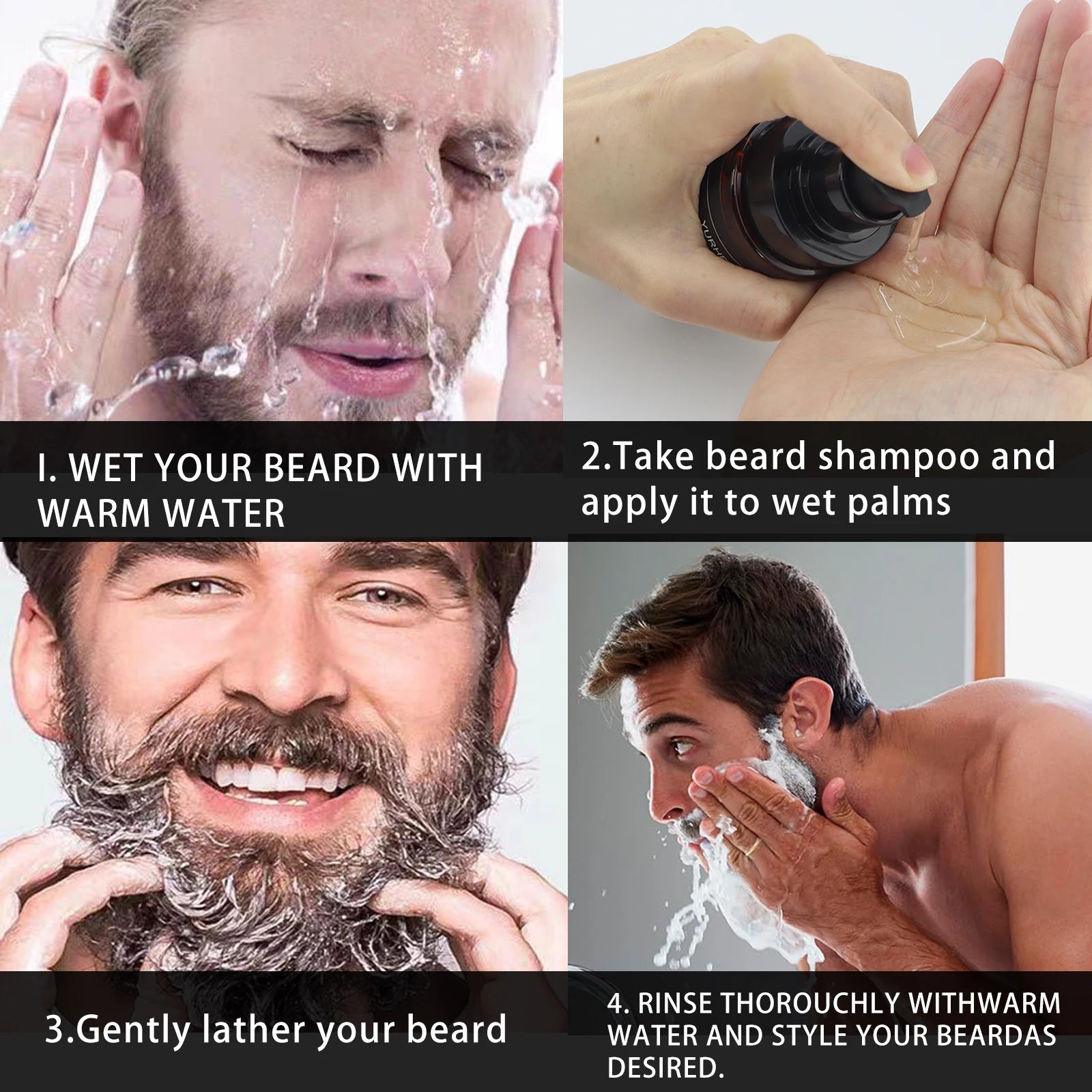 YURHERSU Men's Beard Shampoo – Deep Cleansing & Softening Beard Shampoo Oasis Select