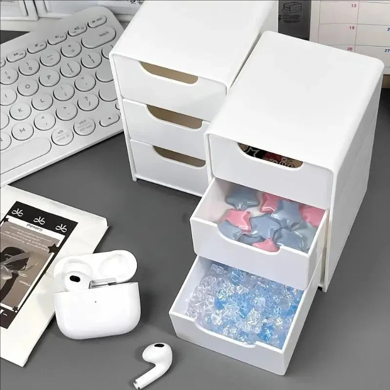 1/2pcs 3-Tier Desktop Organizer with Drawers, Plastic Storage Box for Stationery School Office Supplies,Household Storage Box Oasis Select