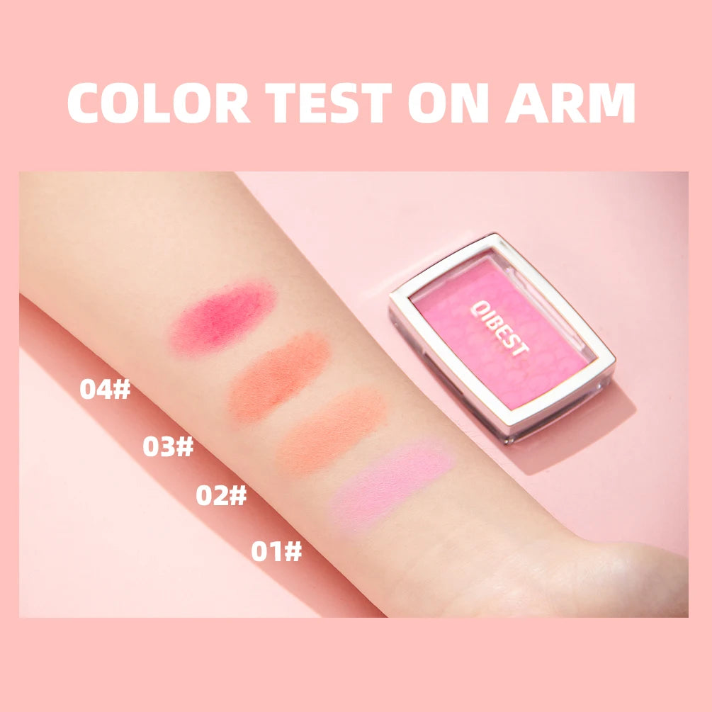 QiBest 3D Embossed Blush Palette – Peach, Pink & Coral Shades