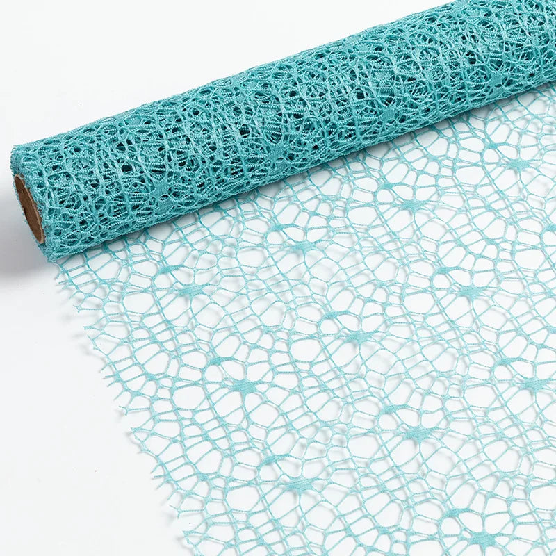 50cm 5yards Flower Wrapping Gauze Bouquet Wrapping Lace Jacquard Net Flower Pattern Mesh Floral Wrapping Paper Valentine's Day Oasis Select Blue